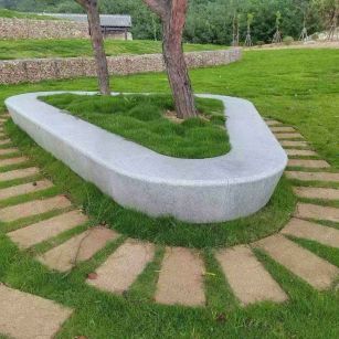 延安 芝麻白光面整石坐凳