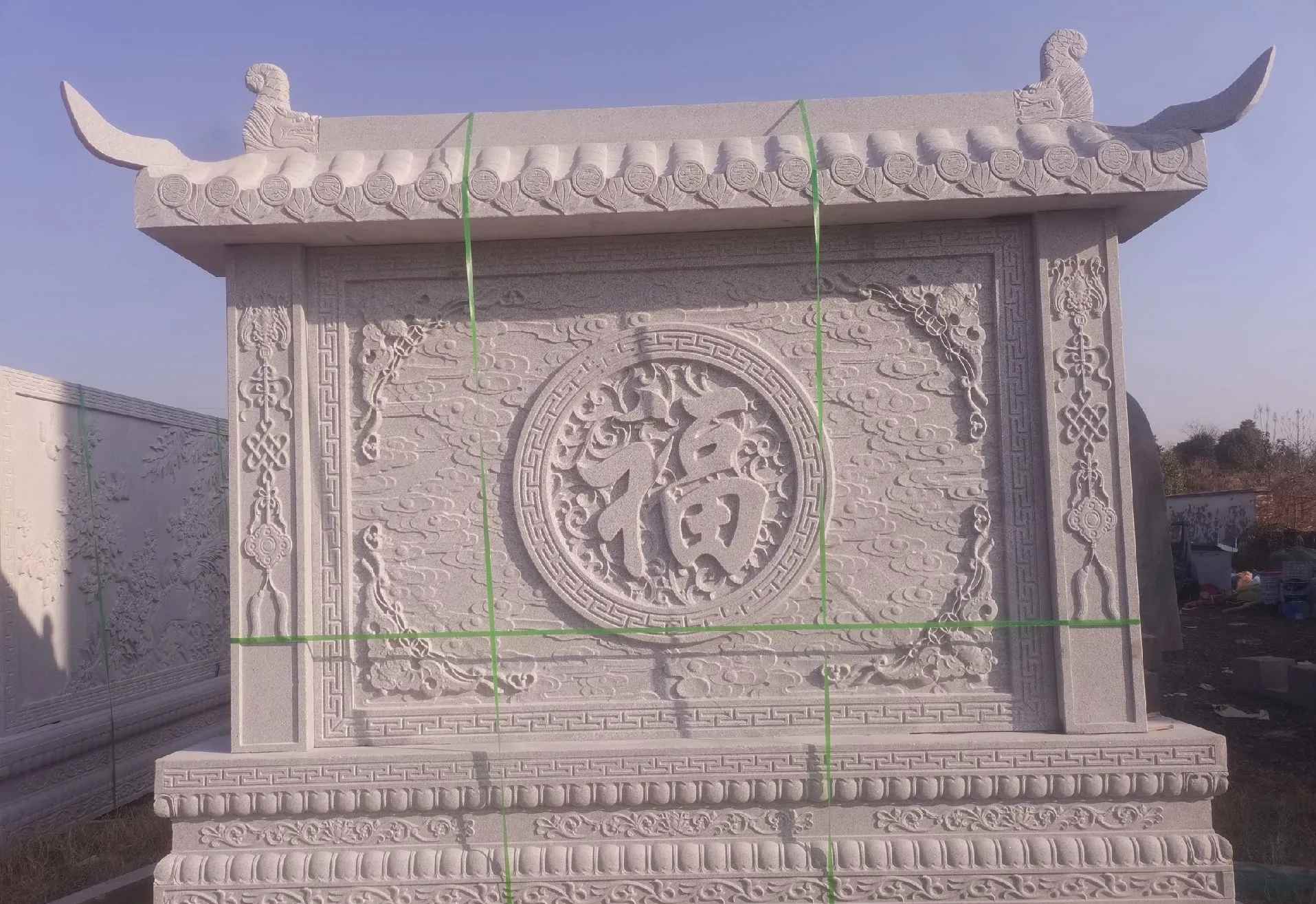 延安 芝麻白花岗岩屏风，照壁，影壁