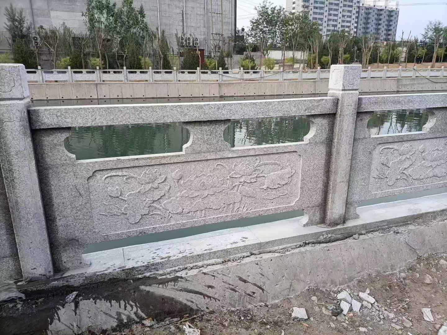 延安 芙蓉白大花桥梁、河道，石材栏杆、围栏、护栏